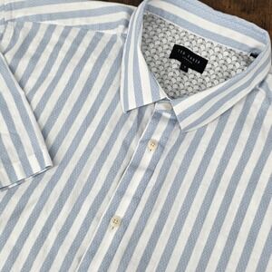 Ted Baker Men's Short Sleeve Button Up Shirt Blue‎ White Striped Size 7 (3XL)